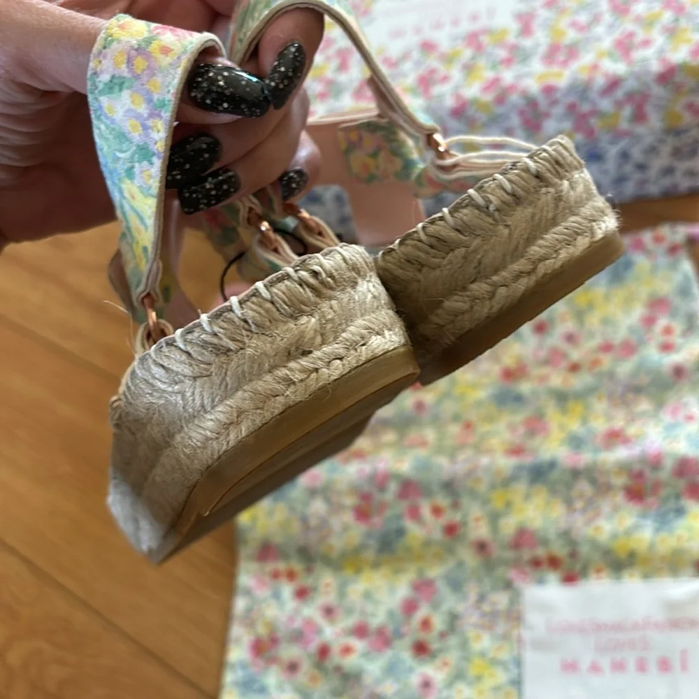 LoveShackFancy Loves Manebi Printed Soft Suede Shoes in Rainbow Skies